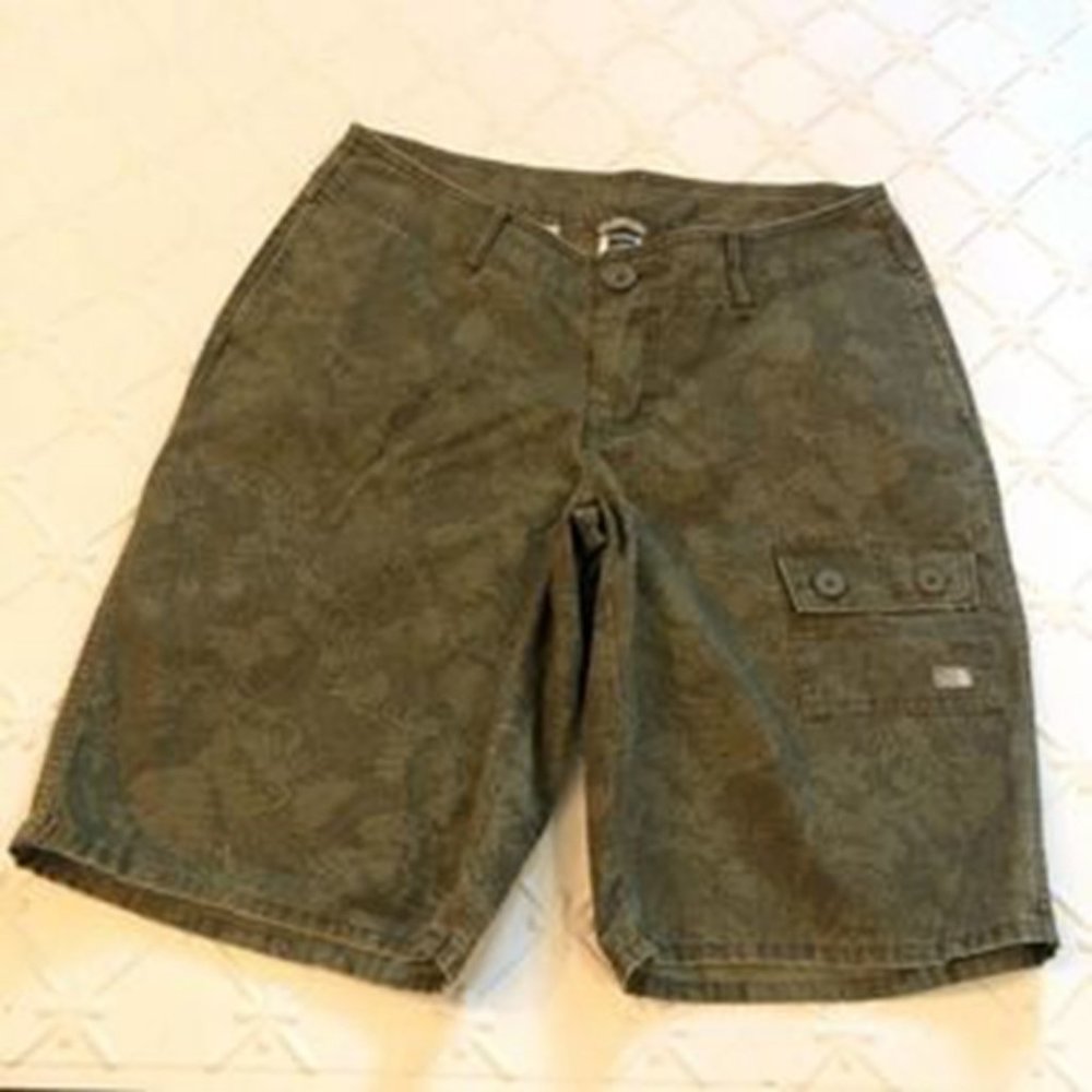 Green Khaki Shorts Palms Womens